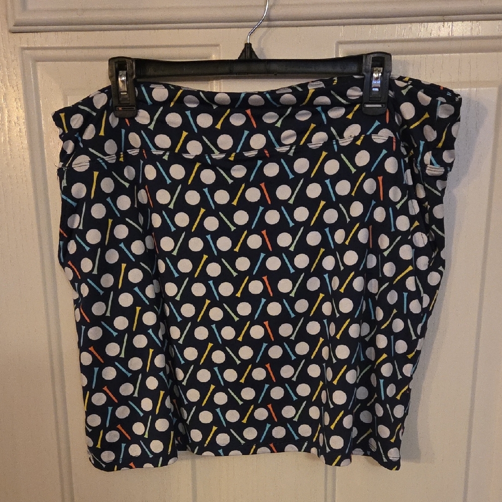 Emerald 18 Navy and White Golf Patterned Skirt Size L